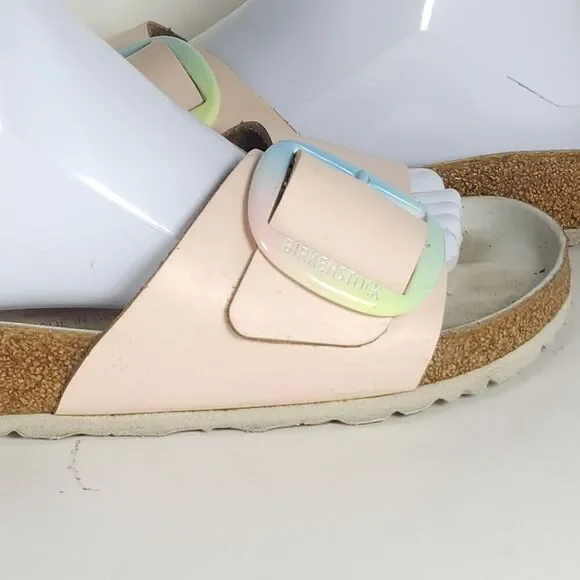 Birkenstock Women's Madrid Big Buckle EU41 US10 Leather Light Pink Slide Sandals - Picture 15 of 16